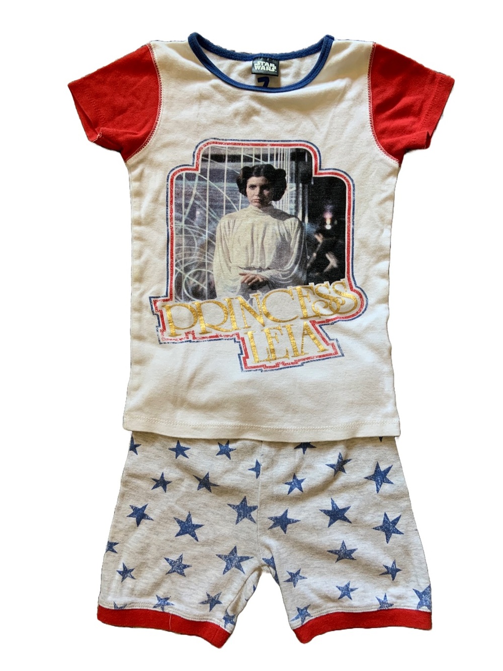 Star Wars by Cotton On Kids Princess Leia Shortie Pajama Set - White, Red & Blue
